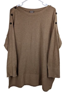 Chicos Womens Camel Color Knit Button Shoulder Pullover Tunic Sweater Size 3 LG - Picture 1 of 8