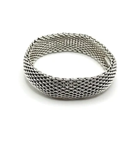 Tiffany & Co. Somerset Flexible Mesh Weave Bangle Bracelet- 925 Sterling Silver - Picture 1 of 12