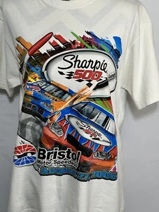Bristol motor Speedway Shirt Men Medium White Sharpie 500 2005 Leave Your Mark - Picture 1 of 7