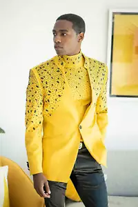 Blazer de diseñador BARABAS de lujo con cuello de solapa de estrás para hombre BL3080 - Imagen 1 de 12