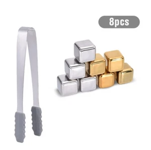 Whiskey Stainless Steel Ice Cubes Reusable Chilling Whiskey Stones Set UK - Picture 1 of 13