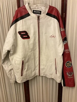 Nascar Dale Earnhardt Jr. de cuero rojo y blanco Wilson para hombre Chaqueta Talla 2XL Foto 1 de 4
