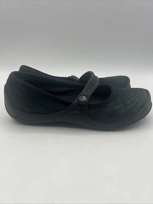 Zapatos para mujer Crocs Mary Jane talla 4 negros correa de gamuza sin cordones cómodos” Foto 1 de 4