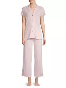 Natori LUXE SHANGRI LA Blush Pink Modal Polyester Notch Collar Pajama Set - L - Picture 1 of 4