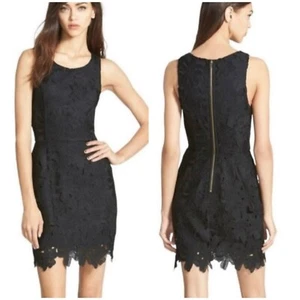 NWT ASTR Black Sleeveless Lace Overlay Sheath Bodycon Mini Dress Women's Size L - Picture 1 of 11