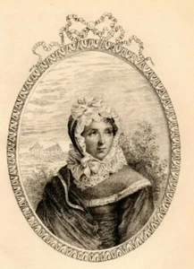 Impresión de arte antiguo Madame Campan grabado por Mercier bonito estampado de dama de moda antigua - Imagen 1 de 2