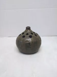 Vintage Art Pottery Floral Frog Vase Signed - Picture 1 of 7