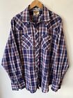 Chemise vintage Young Bloods XL Western Pearl Snap flanelle LS plaid multicolore