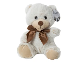 WHITE BROWN TEDDY BEAR SOFT PLUSH TOY BLUE 10" BRAND NEW NWT CUTE STUFFED ANIMAL - Picture 1 of 4