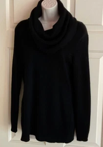 Saks Fifth Avenue 100% Cashmere Black Cowl Neck Long Sleeve Sweater ~ Size S/M - Picture 1 of 5
