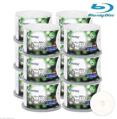 600 SmartBuy BD-R Blu-ray 6X 25GB White Inkjet Printable Recordable Media Disc - Image 1 of 3