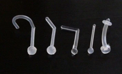 Flexible Bioflex Clear Invisible Hidden Nose Stud Ring Bar Transparent Retainer - Image 1 of 4