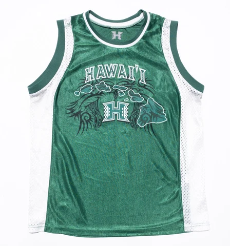 Hawaii Rainbow Warriors Basketball Jersey Men's Fits Medium Green White College Cover