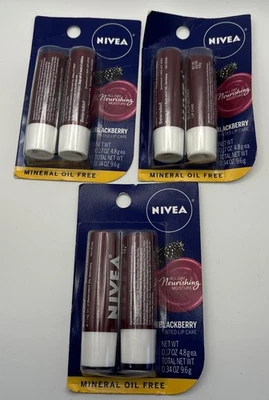 3 x 2 Pack • NIVEA • BLACKBERRY • TINTED Scented LIP CARE 0.17 oz / 4.8g Balm - Image 1 of 2