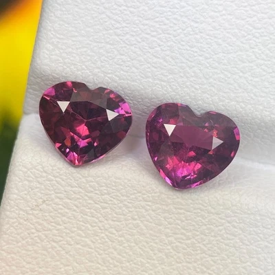 Par de granate rodolita de 3,29 quilates natural rosa corte corazón gema suelta de Sri Lanka Foto 1 de 3