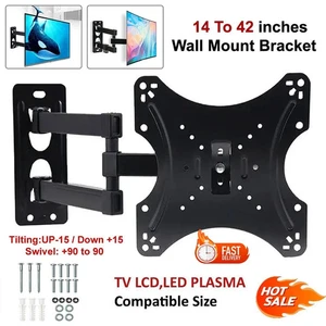 Full Motion TV Wall Mount Bracket Swivel Tilt 14 18 26 32 40 42 Inch LED LCD UK - Picture 1 of 13