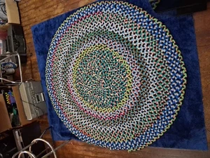 Rug Braided Jute cotton Modern Round Carpet Bright Mutlicolor Area Rugs - Picture 1 of 8