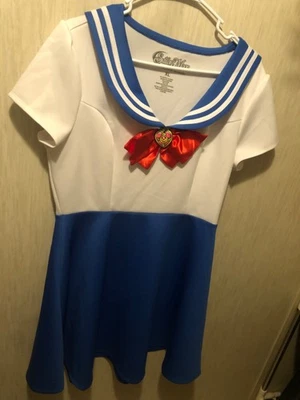 Sailor Moon Cosplay Dress Adult XL 2017 Hot Topic Blue & White Naomi Takeuchi - Image 1 of 4