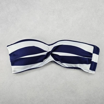 Mossimo Blue Stripe Bandeau Padded Sports Beach Bikini Bralette Swim Top S Small - Image 1 of 4