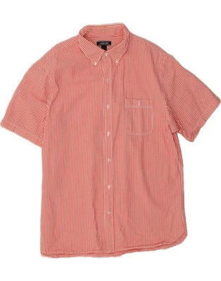 LANDS END Mens Short Sleeve Shirt Large Red Striped Cotton BX15 - Image 1 of 3