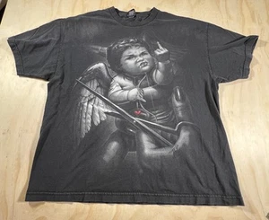 A5019 Ogabel Distress Faded Men's Graphic Black Tee T Shirt, Size 2XL - Picture 1 of 11