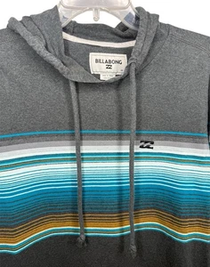 Billabong Herren Pullover mittel grau blau weiß gestreift leichter Hoodie - Bild 1 von 11