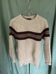 Vintage Mark Shale Pullover Herren 100% Wolle Grobstrick Zopfmuster Opa Big Lebowski - Bild 1 von 9