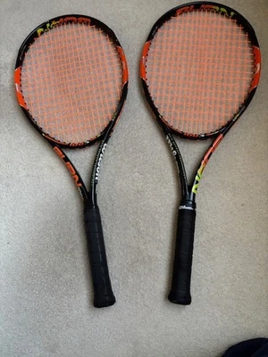 2 Wilson Burn 100S X2 Shaft Spin Affect Tennis Racquets 18x16 100 sq 4 3/8 Grip - Image 1 of 4