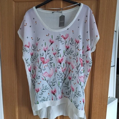 New Ladies Oasis Floral Top Blouse Size M 12-14 Floral Silky Stretchy Dressy Top - Image 1 of 4