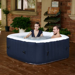 5 Foot Portable Inflatable Square Hot Tub for Sauna Therapeutic Bath Spa Blue - Picture 1 of 11