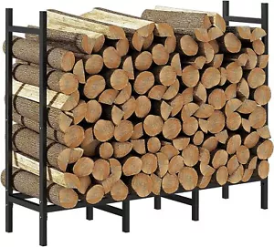 4FT Heavy Duty Outdoor Indoor Firewood Rack Holder for Fireplace Wood Storage - Picture 1 of 7