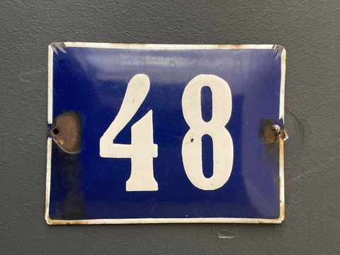 Number 48 Vintage Enamel House Numbers Made in Europe Room Hotel FREE POSTAGE Cover