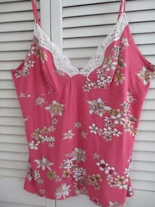 NEW JOSIE NATORI CAMI TOP MULTI-COLOR FLORAL JERSEY KNIT PRIMROSE M ROSE - Picture 1 of 11