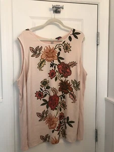 Vince Camuto Womens Blouse Size 3X Pale Pink Multicolor Sleeveless Pre Owned - Picture 1 of 8