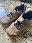 Oshkosh Boys Size 10 Brown & Blue Shoes With Hook & Loop Closure
