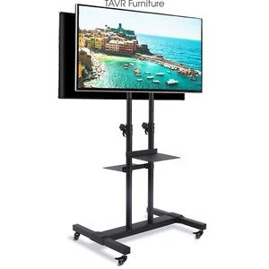 Dual Mobile TV Stand Rolling TV Cart Two TV Brackets w/Wheel for 32-70 inch TVs - Picture 1 of 10