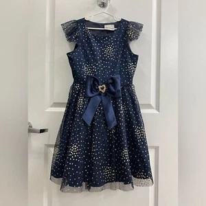Rare Editions Little Girls Glitter Dot Mesh Dress Size 10 - Picture 1 of 5