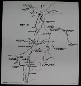 ANTIQUE Magic Lantern Slide MAP OF REGION IN ECUADOR C1890 DRAWING - Picture 1 of 2