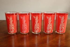 5x Vintage Culver Red Gold Siam Thai Goddess Tumbler Highball Drinking Glass MCM - Picture 1 of 11