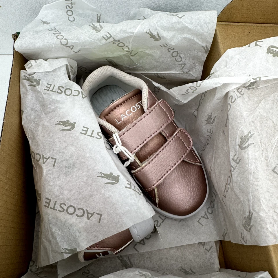 Correa Lacoste Carnaby Evo Infantil Niños Niñas, Rosa Metálico, Talla 4, Nueva Foto 1 de 4