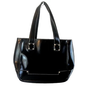 Pelle Studio Wilson Handbag Shoulder Bag Black Leather White Stitching Y2K - Picture 1 of 12