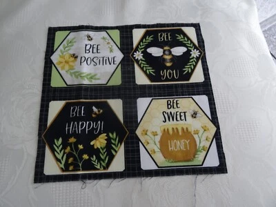 Schöner Stoff BILDER STOFF BIENEN Baumwolle 4x Bilder Patchwork Basteln DIY - Bild 1 von 4