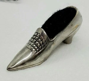Victorian Silver Plated Brass Boot Shoe Pin Cushion Sewing Notions Made in India - Picture 1 of 7