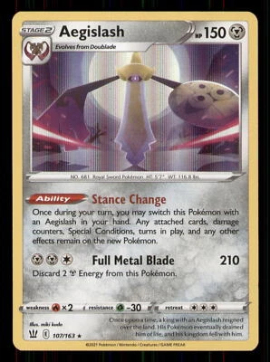Aegislash (107) SWSH05: Battle Styles #107/163 Holo Rare Pokemon LP - Image 1 of 2