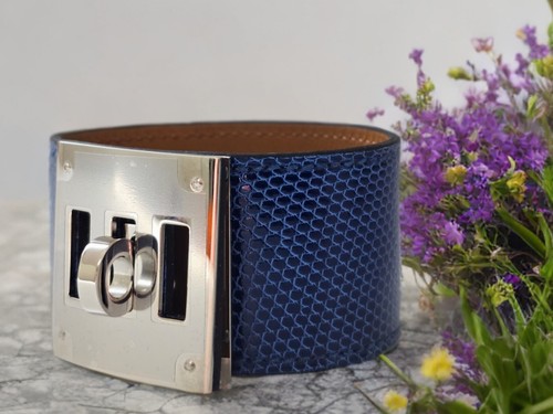 HERMÈS BRACCIALE PER CANE HERMES LIZARD KELLY ZAFFIRO BLU X