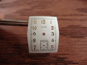 NOS VINTAGE ELGIN TONNEAU SHAPE DIAL-ORIGINAL-HARD TO FIND-FREE SHIP-NICE!!!!!!! - Picture 1 of 3