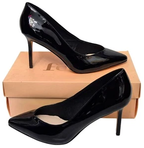 Zapatos de tacón FAITH Coral para dama charol negro superior 9 cm Reino Unido precio de venta sugerido por el fabricante 7 £39 Ex Display - Imagen 1 de 9
