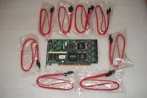 AMCC 700-0161-01 E 8-Port SATA RAID PCI Controller Card 9500S-8 w/ 8 Cables - Picture 1 of 3