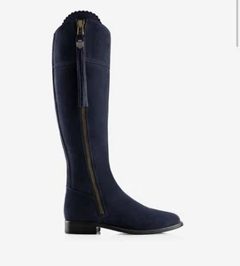 Fairfax and Favor Regina Boots  Navy EU 37 US 6M Riding Boot Fall Boot Knee Hig - Picture 1 of 9