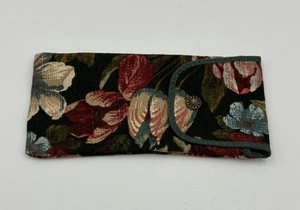 NWOT Vintage Eyeglass/Sunglass Fabric Case - Victorian Black Floral Tulips - Picture 1 of 4